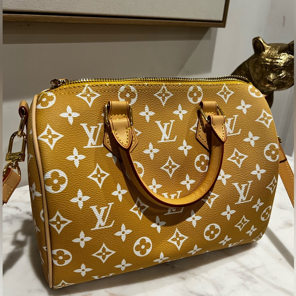 Yellow Brown and White Monogram Speedy